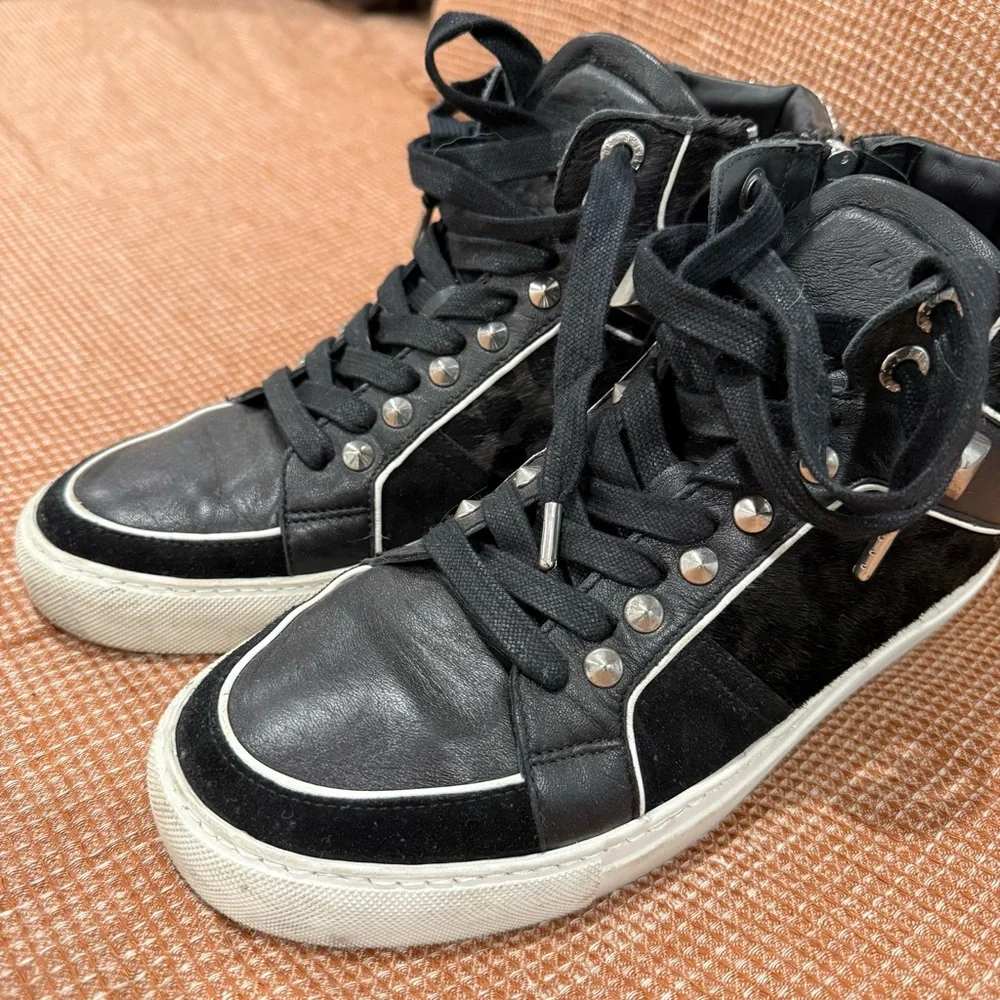 Zadig & Voltaire Studded High-Top Sneakers size 10 - Picture 2 of 6